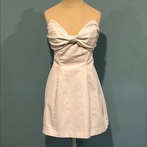 Anthropologie BHLDN Strapless Bow Fit & Flare Mini Dress size 2 Ivory Bridal